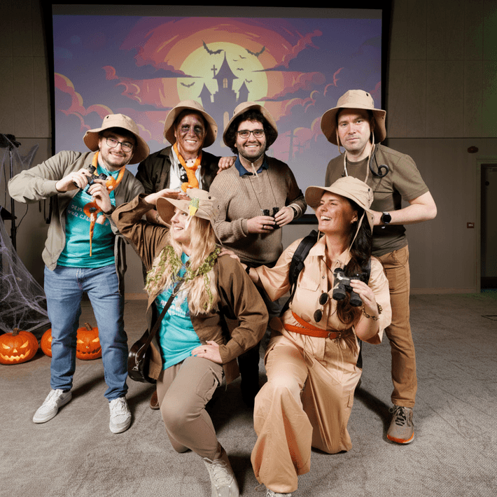 Team Dressed up as jungle explorers to take part in the halloween treasure hunt