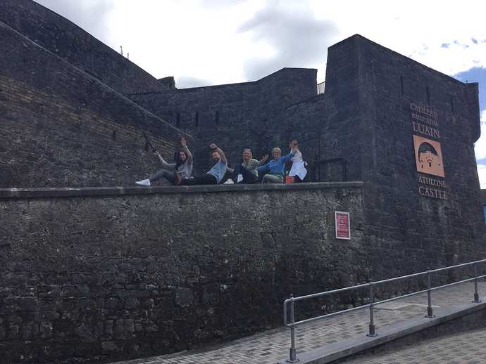 Group doing digital treasure hunt in Athlone Castle