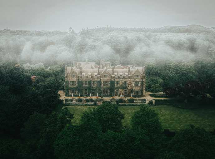 spooky Manor House around a forest