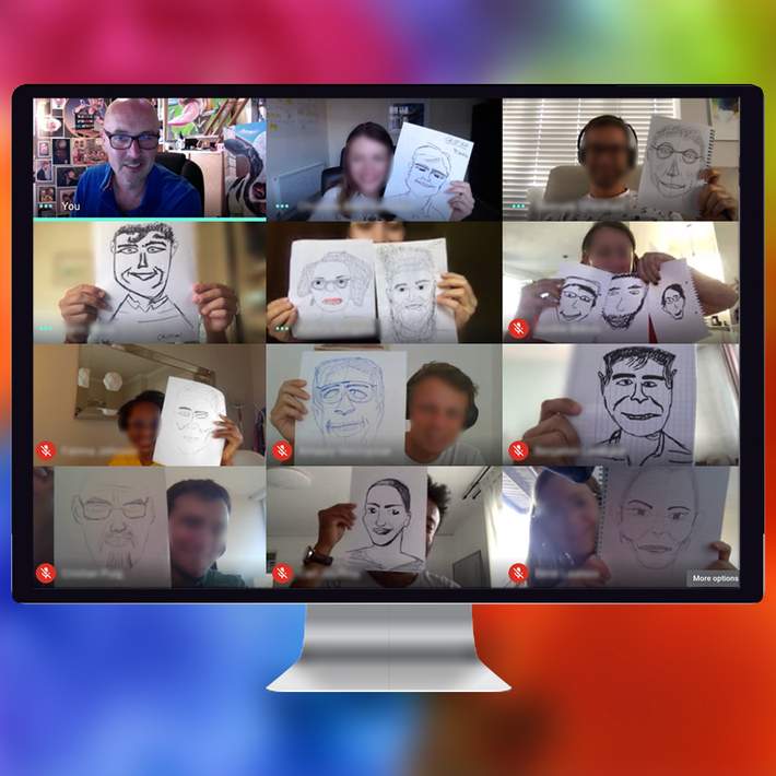 online caricature workshop on zoom