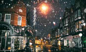 Christmas street with snow