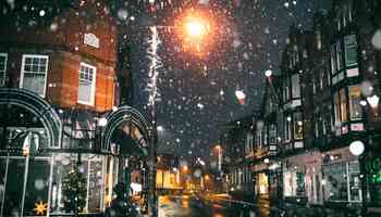 Christmas street with snow