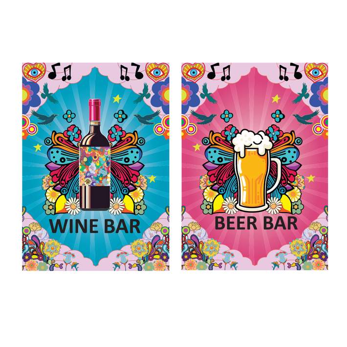 wine and beer signage