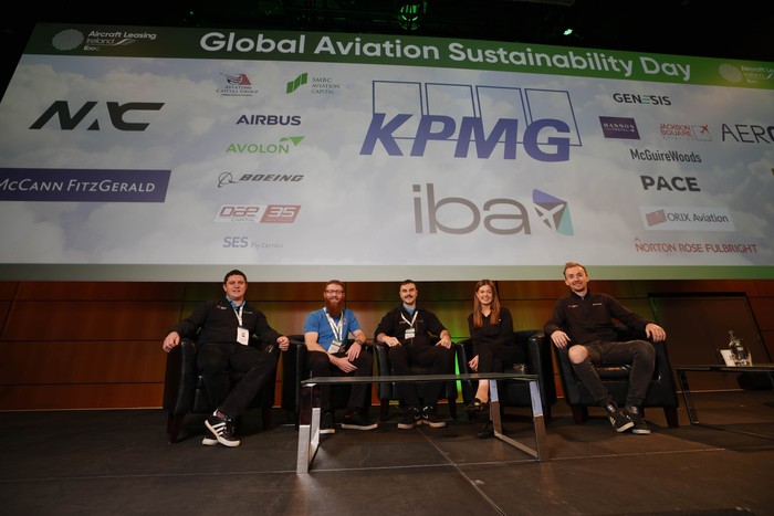 Staff sitting down at Global Aviation Sustainability Day