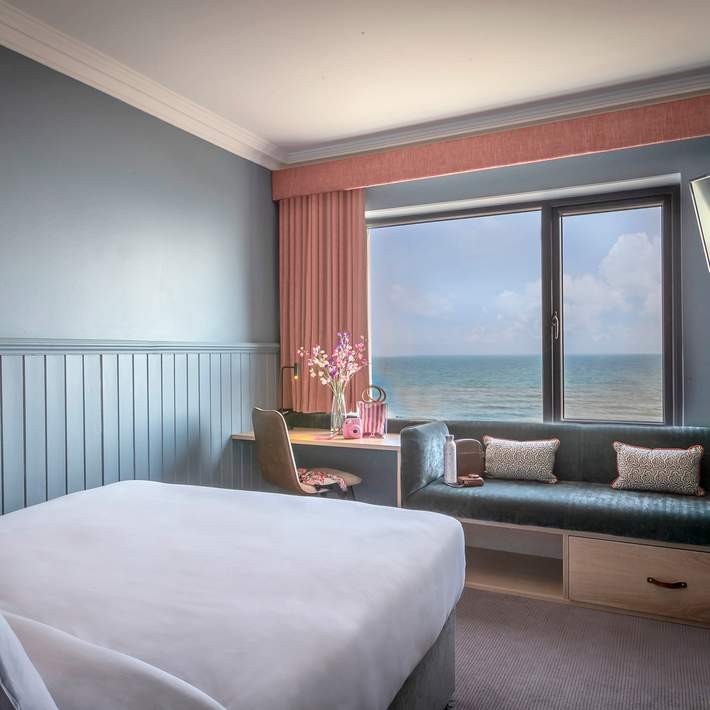 the shoreline hotel bedroom with sea view