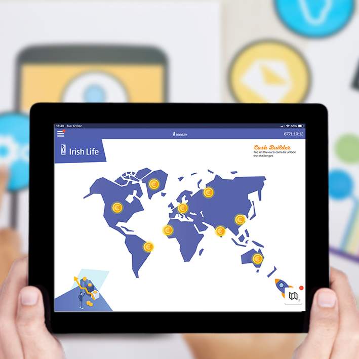 ipad with world map design