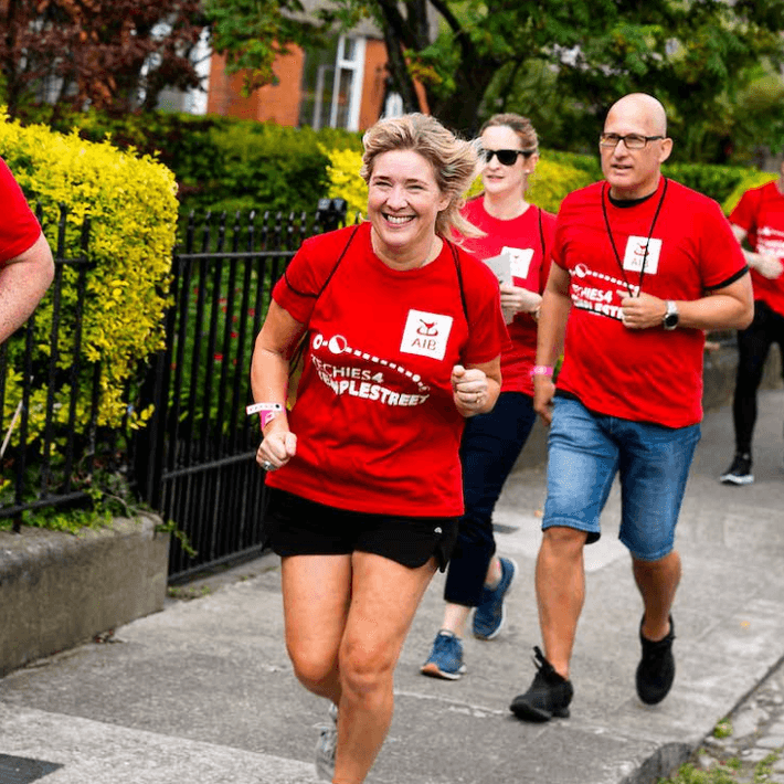 excited people running