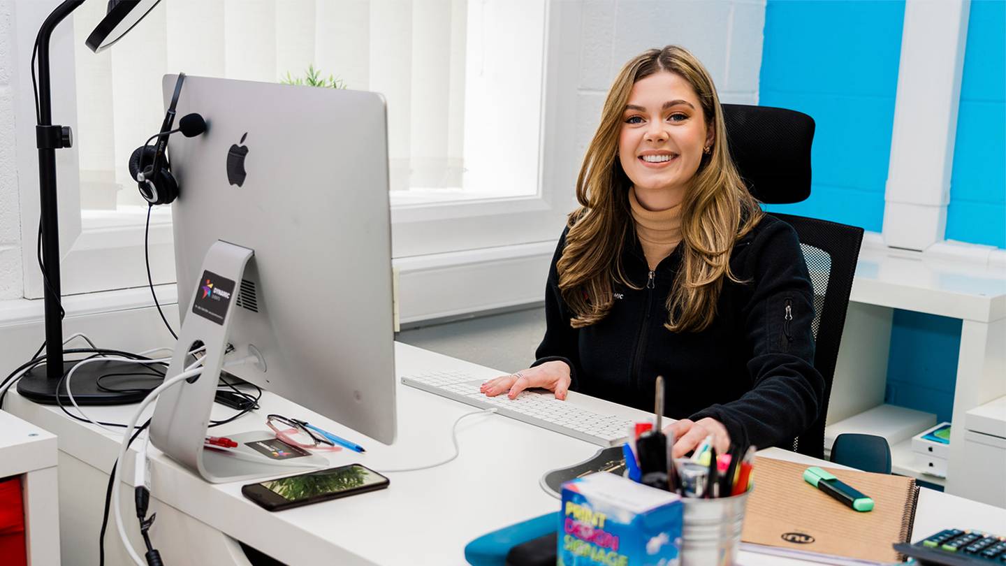 lauren at desk