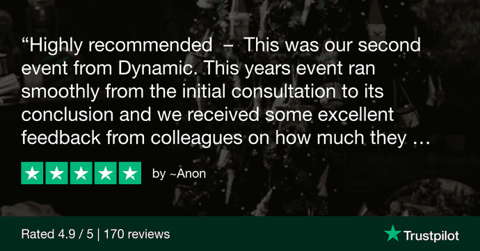 Trustpilot five star review for dynamic events