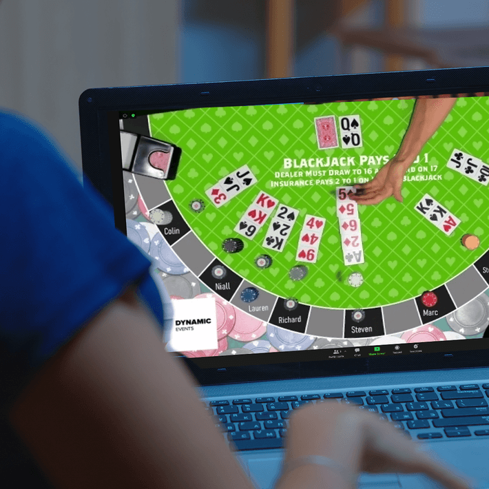 online croupier dealing cards in blackjack