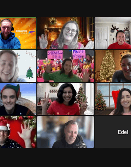 Virtual christmas online on a laptop