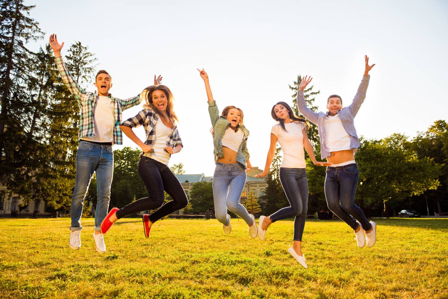 Group of youths enjoying summer