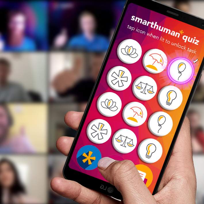 custom made quiz screen for smart phone team building quiz