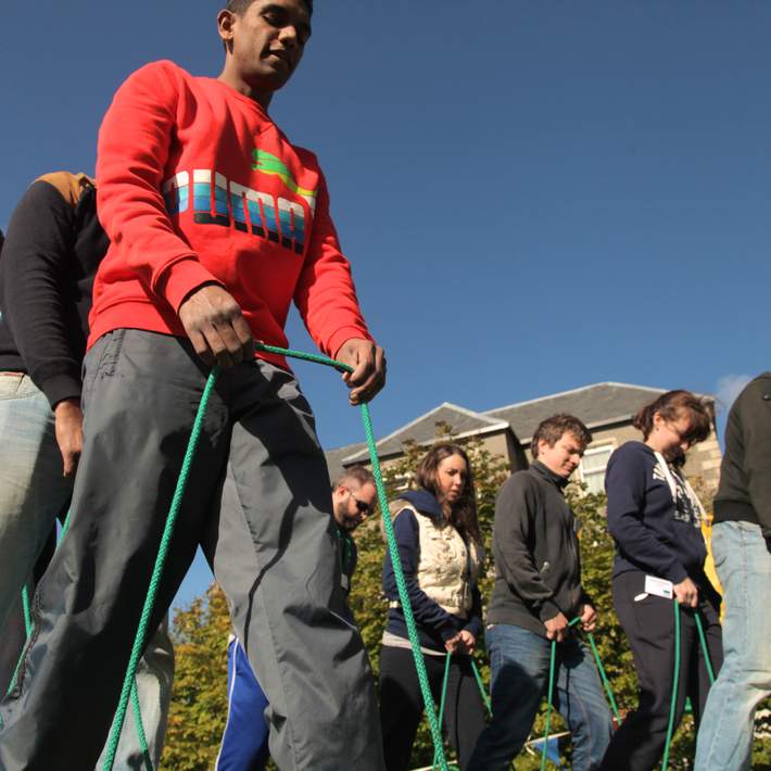 team playing skis