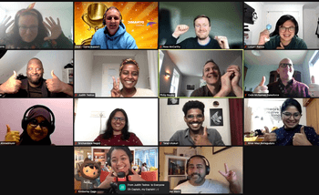 christmas video call with global team