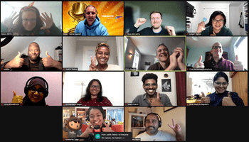 christmas video call with global team