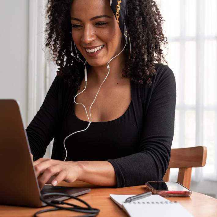 woman working remotely